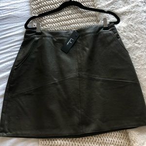 Lulus olive green vegan leather mini skirt
